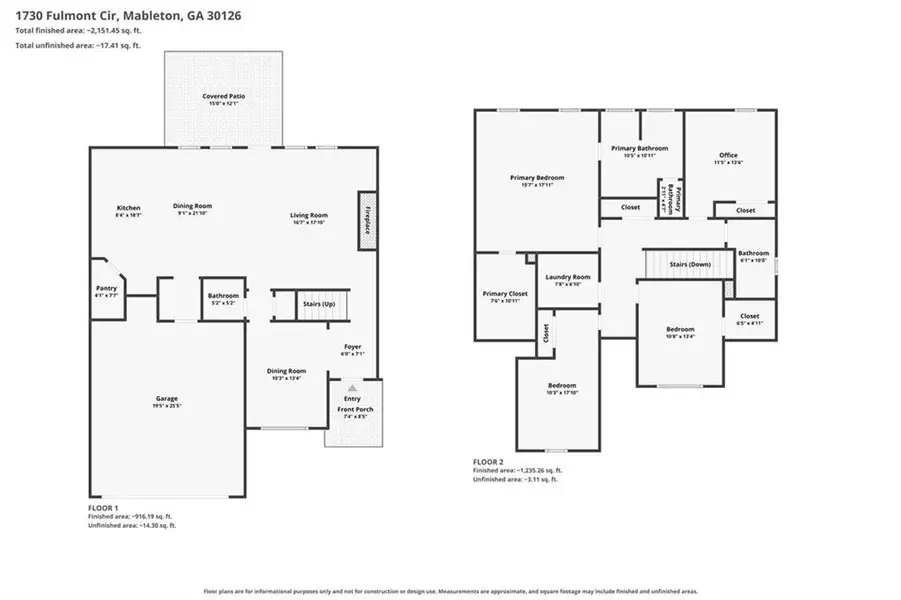 2D floor plan layout of this home in Avenbrook, Mableton, GA (Image 6).