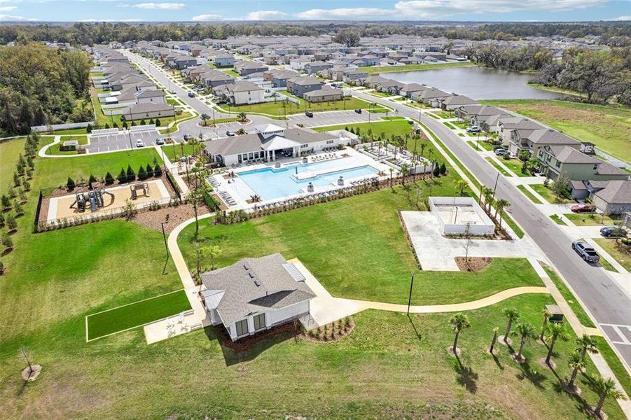 Aerial view of community amenities, including pool. Aerial view of community amenities, including pool.