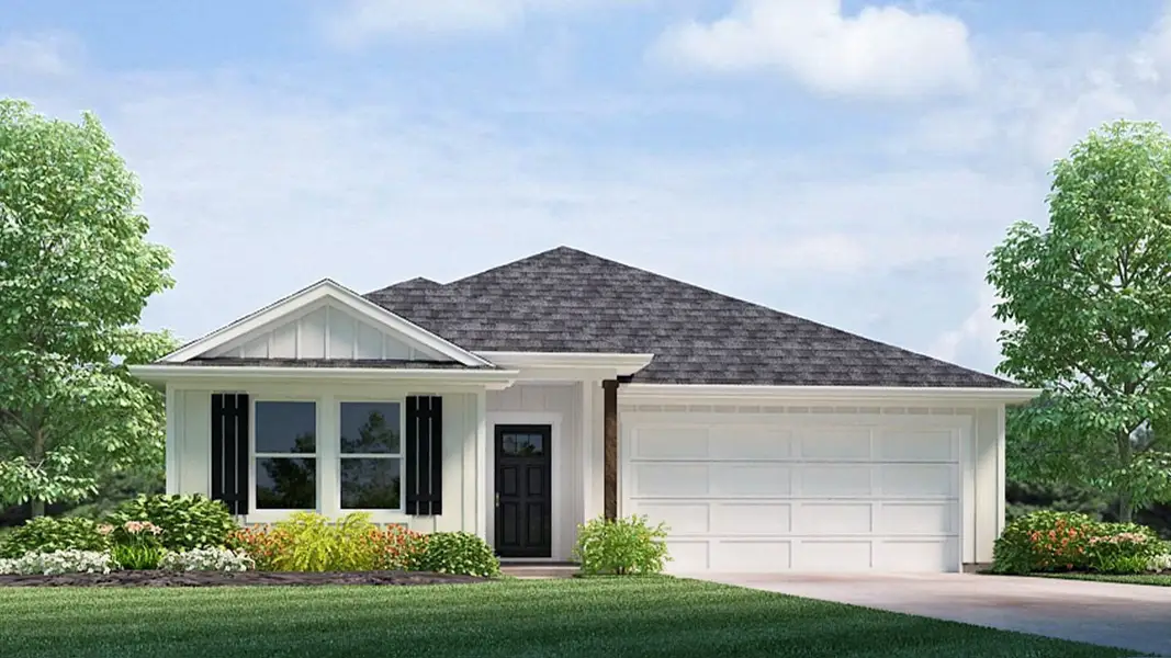 Front exterior of a new home in Huntington Estates, Millington, TN, highlighting curb appeal (Image 2).