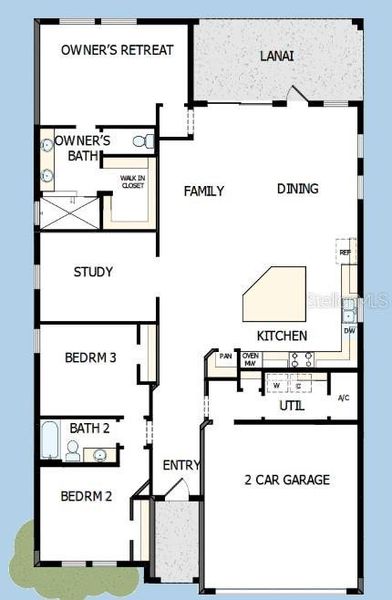 2D floor plan layout of this home in Waterset Classic Series, Apollo Beach, FL (Image 2). 2D floor plan layout of this home in Waterset Classic Series, Apollo Beach, FL (Image 2).