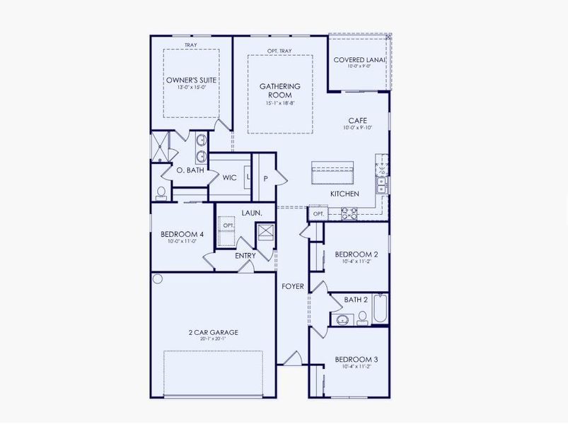 2D floor plan layout of this home in Sun City Peachtree, Griffin, GA (Image 2).