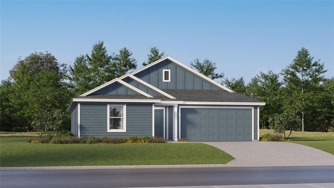 Front exterior of a new home in Summerside, Lockhart, TX, highlighting curb appeal (Image 20).