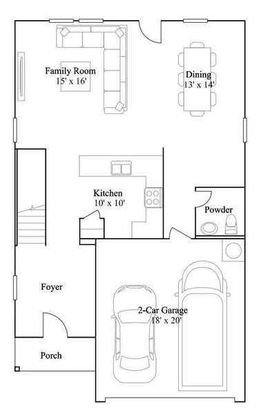 2D floor plan layout of this home in The Grand Prairie, Hockley, TX (Image 2).