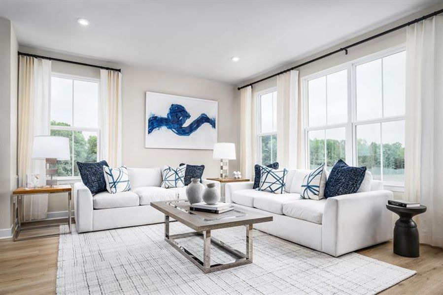 Representative furnished interior of a home built from the Schuman by Ryan Homes in Stowe Branch Townhomes, Charlotte (Image 9).