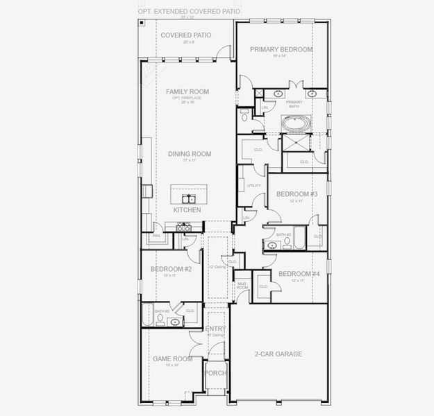 2D floor plan layout for the 2513W by Perry Homes in Bridgeland Central 50', Cypress, TX (Image 5). 2D floor plan layout for the 2513W by Perry Homes in Bridgeland Central 50', Cypress, TX (Image 5).