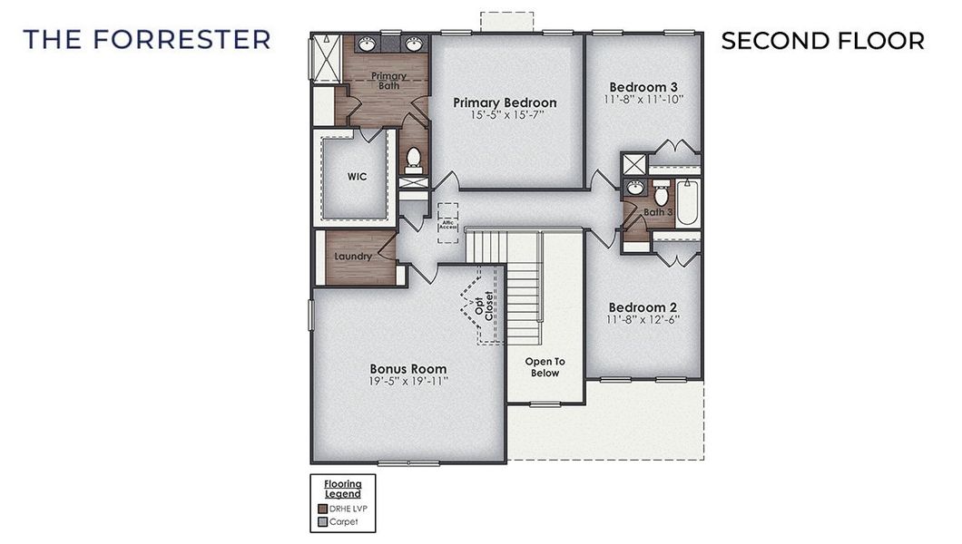 2D floor plan layout of this home in The Haven at Indigo Preserve, Leland, NC (Image 5).