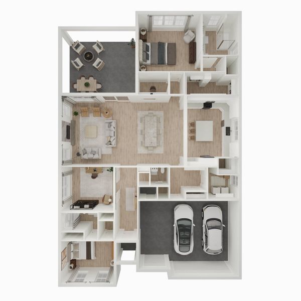 2D floor plan layout for the Carver by K. Hovnanian® Homes in K. Hovnanian's® Four Seasons at Wylder, Port St. Lucie, FL (Image 4).