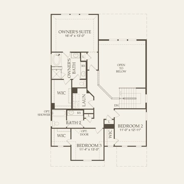 2D floor plan layout for the Saddlebrook by Pulte Homes in Sunfield, Mustang Ridge, TX (Image 5). 2D floor plan layout for the Saddlebrook by Pulte Homes in Sunfield, Mustang Ridge, TX (Image 5).