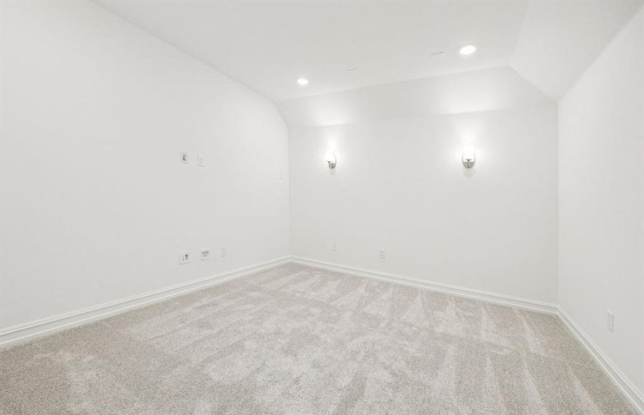 Deep media room perfect for movie nights and entertainment *Real home pictured Deep media room perfect for movie nights and entertainment *Real home pictured