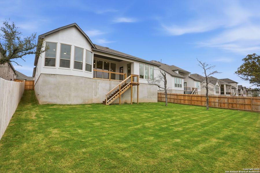 Exterior details and patio area of a home in Kinder Ranch - 70', San Antonio (Image 30).