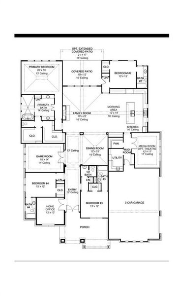 2D floor plan layout of this home in Enchanted Creek, Lucas, TX (Image 3).