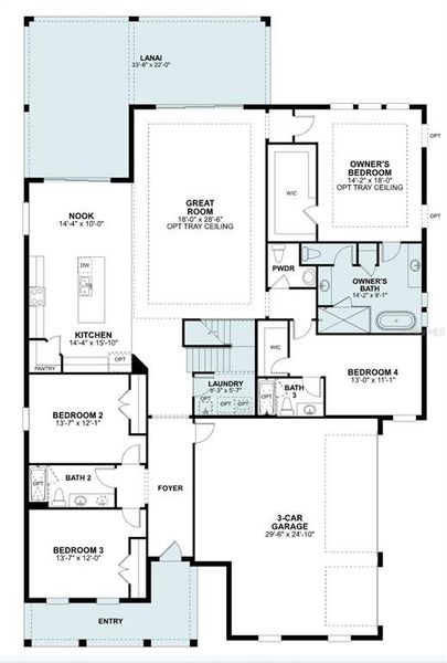 2D floor plan layout of this home in Solace at Corner Lake, Orlando, FL (Image 7).