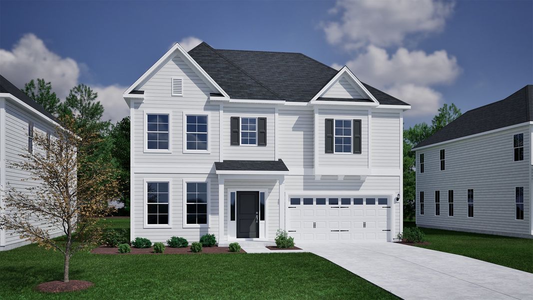 Representative exterior photo of a completed home built from the Keowee - Vanguard Collection by Mungo Homes in Hanes Lake, Winston-Salem, NC (Image 10).