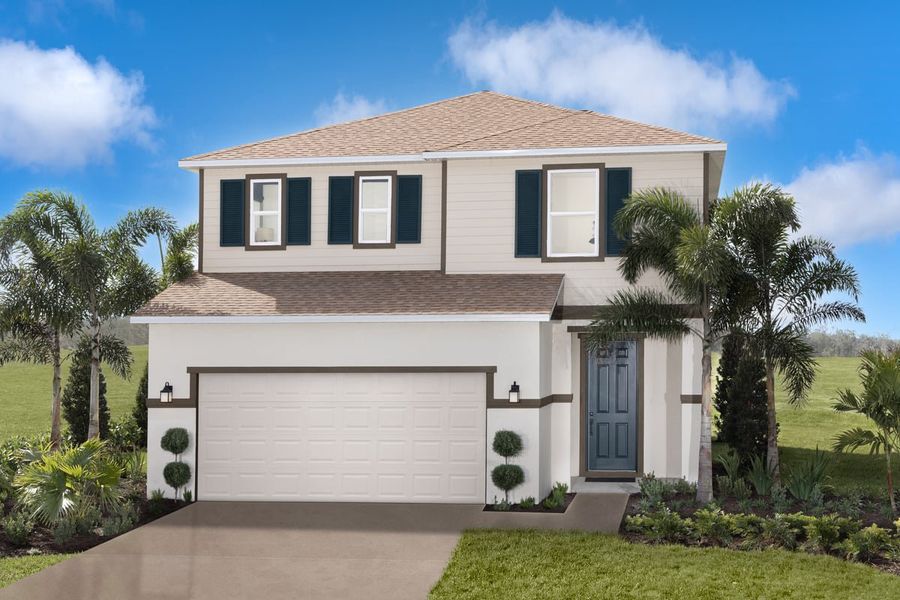 Representative exterior photo of a completed home built from the Plan 2107 by KB Home in Pepper Grove I, Palmetto, FL (Image 9).