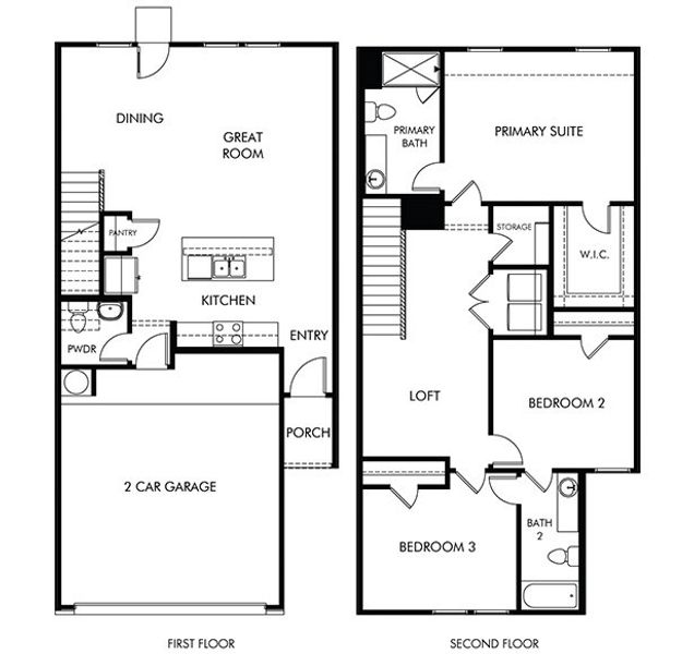 2D floor plan layout for the The Mayfield (170) by Meritage Homes in Turner's Village, Buda, TX (Image 2). 2D floor plan layout for the The Mayfield (170) by Meritage Homes in Turner's Village, Buda, TX (Image 2).