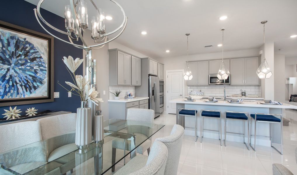 Kitchen overlooking dining area