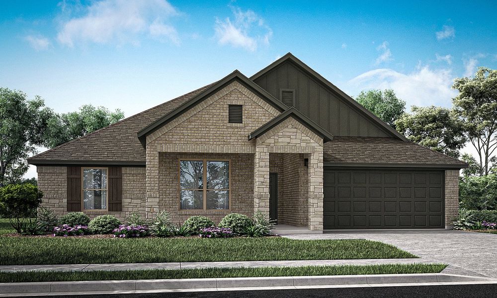 Representative exterior photo of a completed home built from the Dover by Impression Homes in Mountain Valley Lake, Burleson, TX (Image 12).