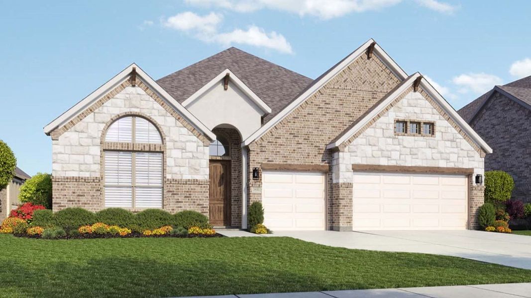 Representative exterior photo of a completed home built from the Villanova by DRB Homes in Retreat at San Gabriel, Georgetown, TX (Image 2). Representative exterior photo of a completed home built from the Villanova by DRB Homes in Retreat at San Gabriel, Georgetown, TX (Image 2).