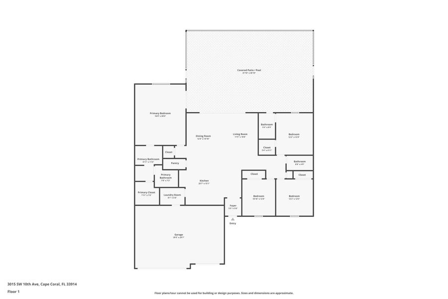 2D floor plan layout for the The Paradise Cove III by Sunlife Homes LLC in Cape Coral, Cape Coral, FL (Image 5).