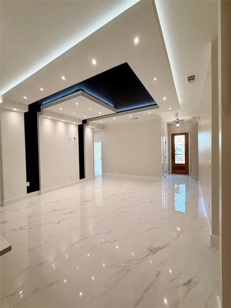 Community lobby featuring recessed lighting