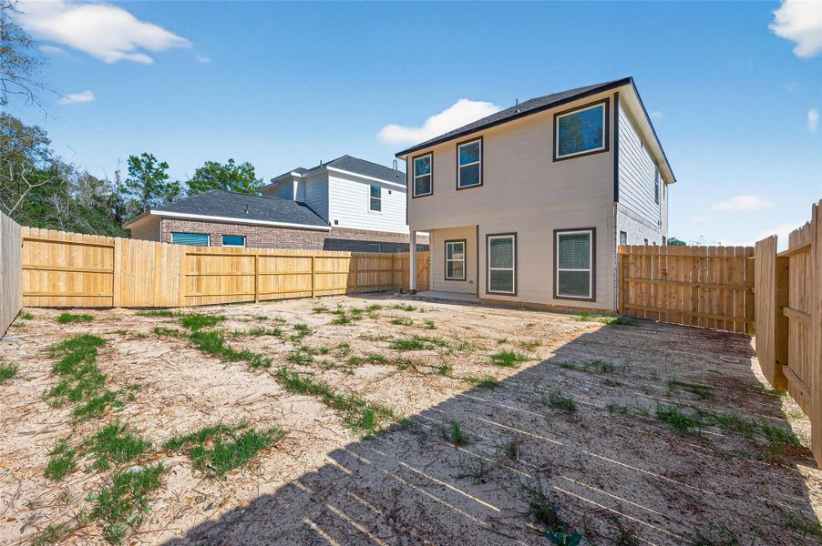 Exterior details and patio area of a home in Enclave at Willis, Willis (Image 26).