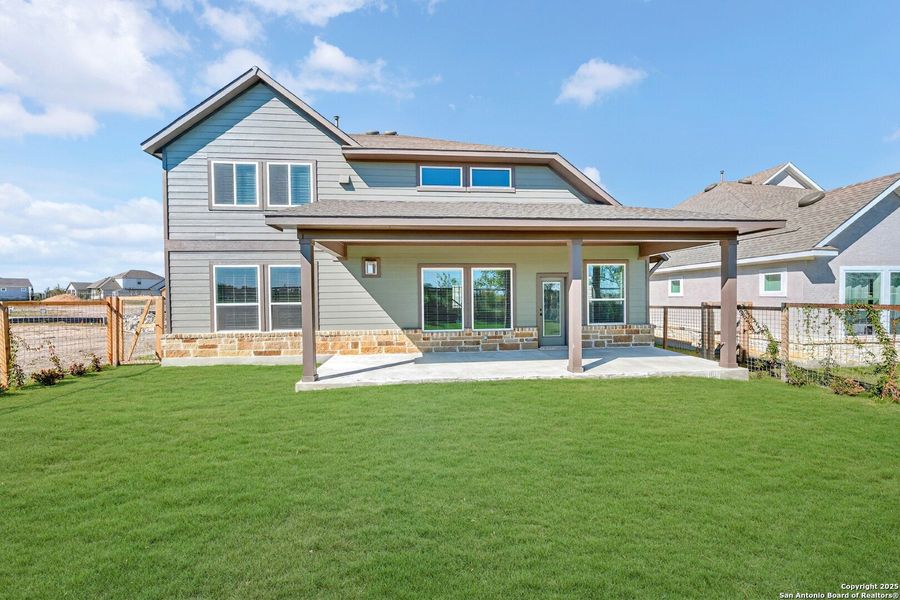 Exterior details and patio area of a home in The Crossvine 55’, Schertz (Image 28).