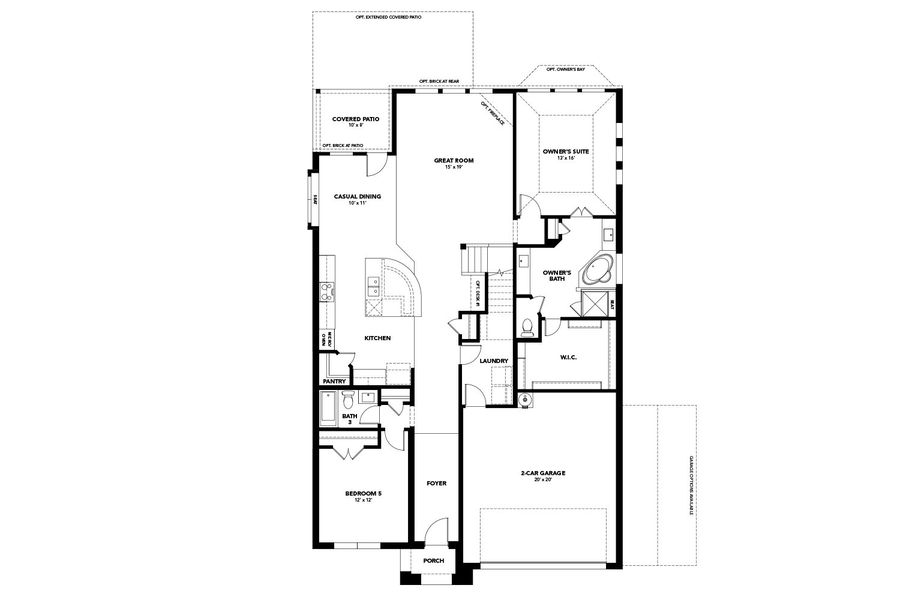 2D floor plan layout for the Grande Rosewood by Brightland Homes in Green Oaks Preserve, Arlington, TX (Image 3).
