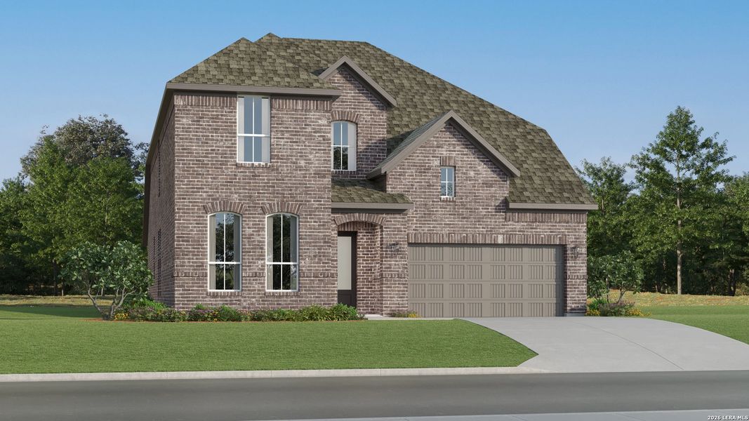 Front exterior of a new home in Gatehouse, New Braunfels, TX, highlighting curb appeal (Image 21).