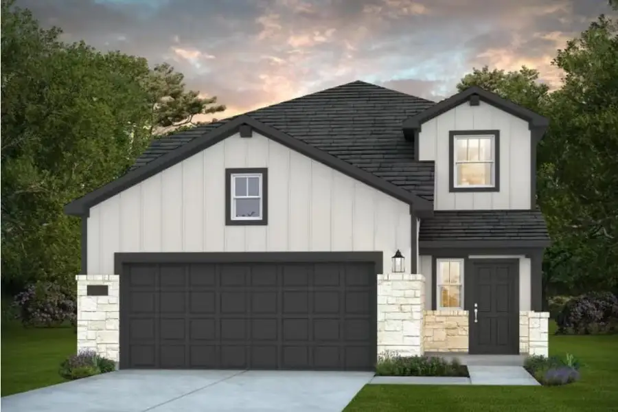 Front exterior of a new home in Montgomery Bend, Montgomery, TX, highlighting curb appeal (Image 2).