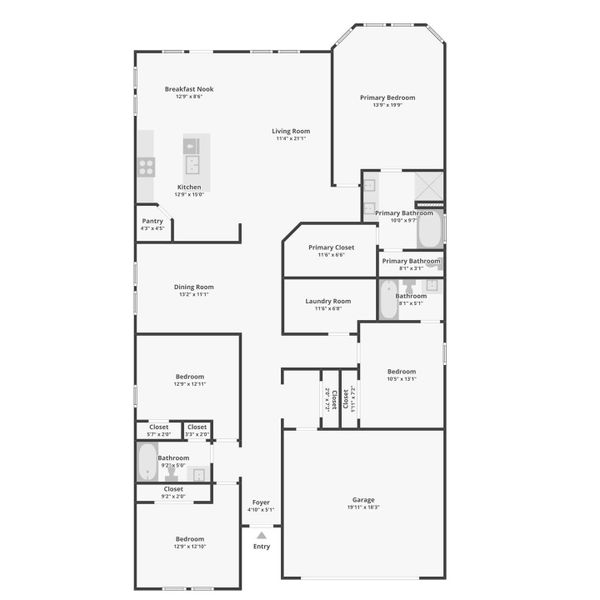 2D floor plan layout of this home in Kingdom Heights, Rosenberg, TX (Image 1). 2D floor plan layout of this home in Kingdom Heights, Rosenberg, TX (Image 1).