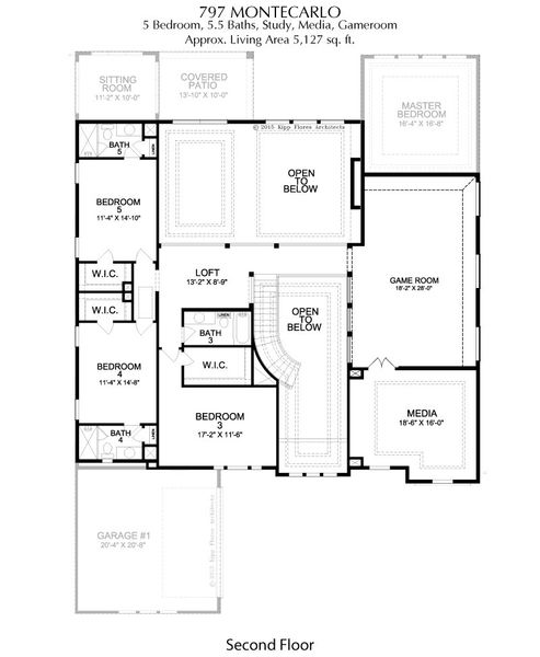 2D floor plan layout for the Montecarlo by Landon Homes in Signature 74s, Frisco, TX (Image 29).