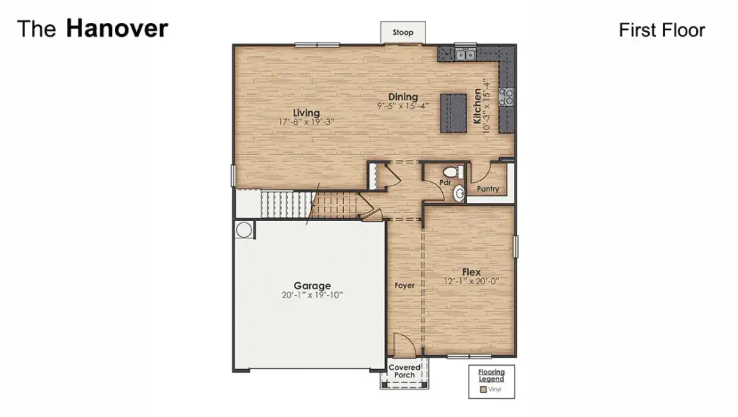 2D floor plan layout for the Hanover by D.R. Horton in Saunders Village, Northwest, NC (Image 3).