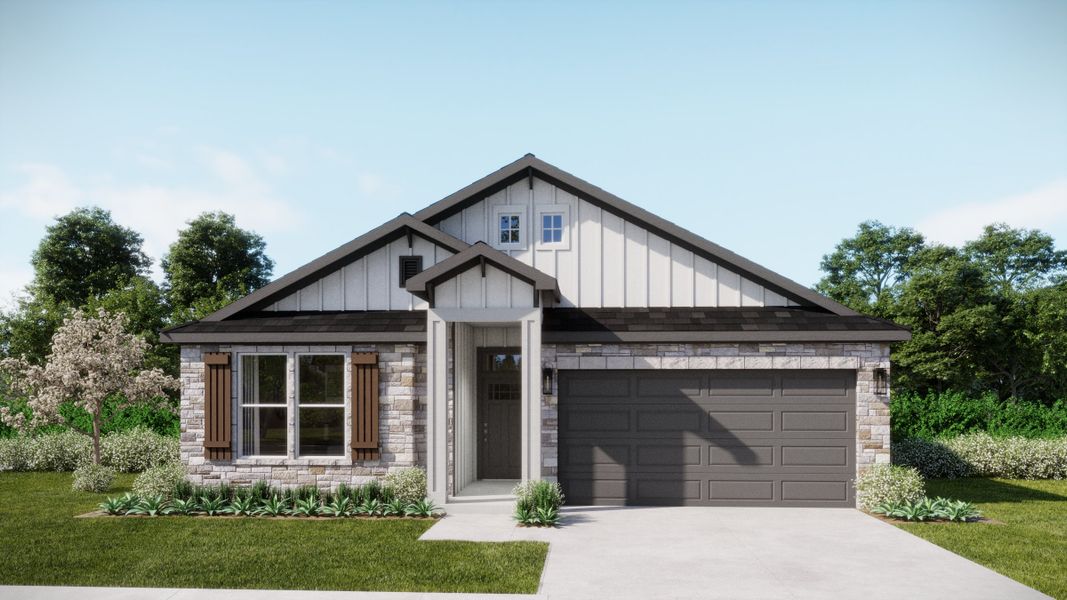 Representative exterior photo of a completed home built from the Trinity by Flintrock Builder in Ridge at Knob Creek Single Family, Temple, TX (Image 6).