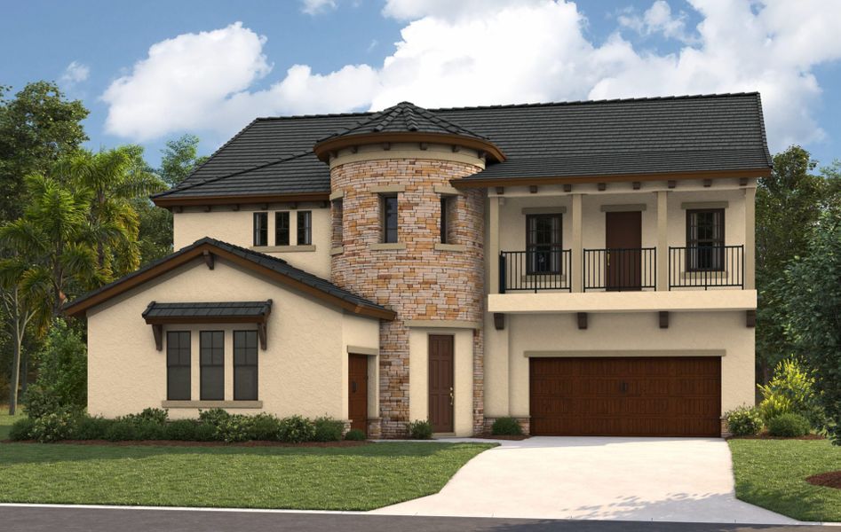Representative exterior photo of a completed home built from the Madeira III by Homes by WestBay in Barrington Preserve, Brandon, FL (Image 2).
