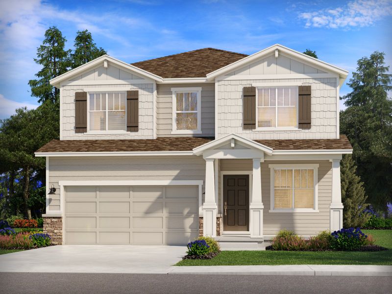 Representative exterior photo of a completed home built from the The Juniper by Meritage Homes in Lorson Ranch : The Springs Collection, Colorado Springs, CO (Image 2). Representative exterior photo of a completed home built from the The Juniper by Meritage Homes in Lorson Ranch : The Springs Collection, Colorado Springs, CO (Image 2).