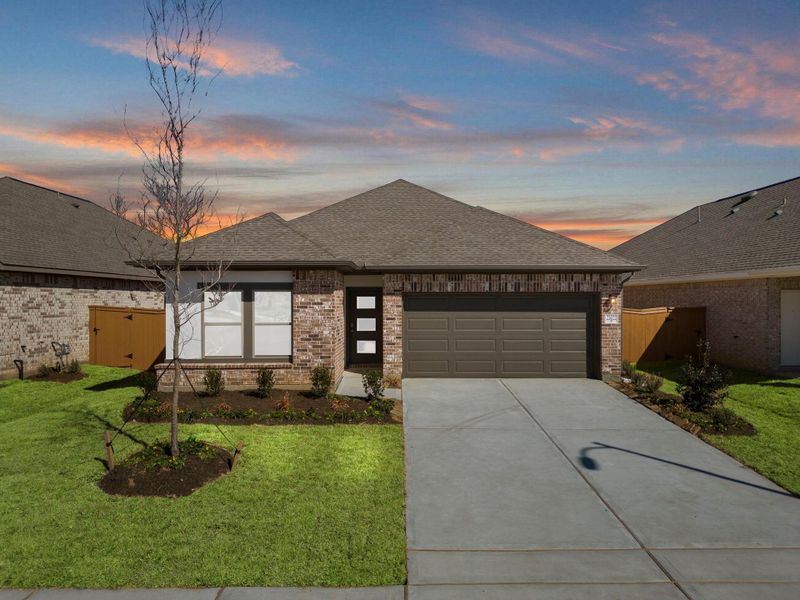 Front exterior of a new home in Cypress Green, Hockley, TX, highlighting curb appeal (Image 21).