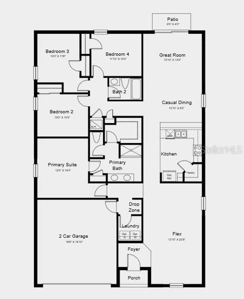 2D floor plan layout of this home in Palm Wind, Hudson, FL (Image 4).
