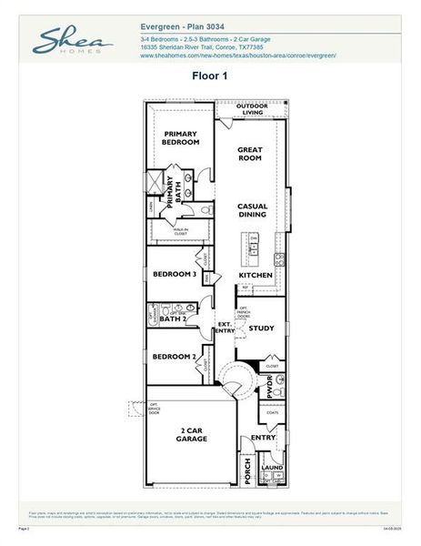 2D floor plan layout of this home in Evergreen 40', Conroe, TX (Image 3). 2D floor plan layout of this home in Evergreen 40', Conroe, TX (Image 3).