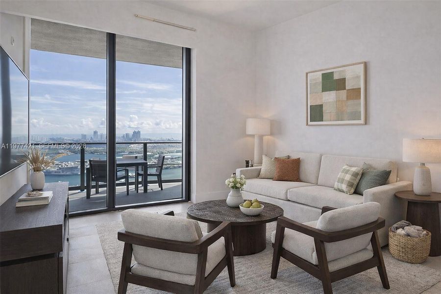 Furnished interior view inside a new home in , Miami (Image 7).