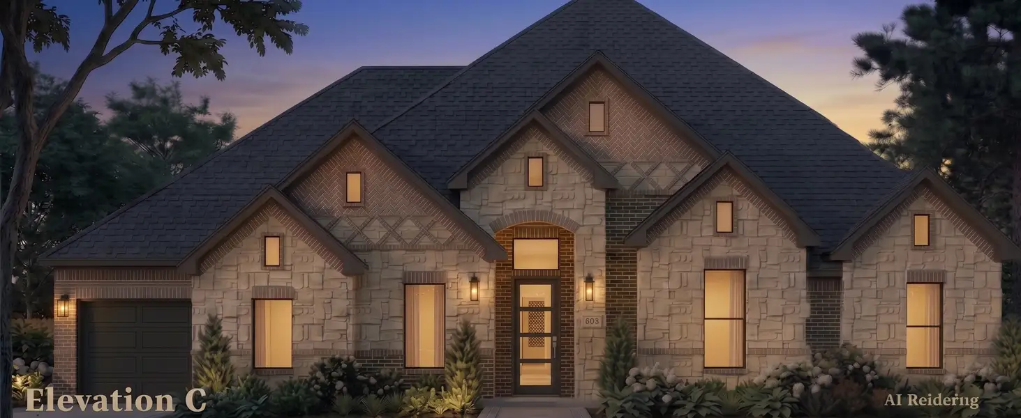 Front exterior of a new home in Panther Trail, Van Alstyne, TX, highlighting curb appeal (Image 2). Front exterior of a new home in Panther Trail, Van Alstyne, TX, highlighting curb appeal (Image 2).
