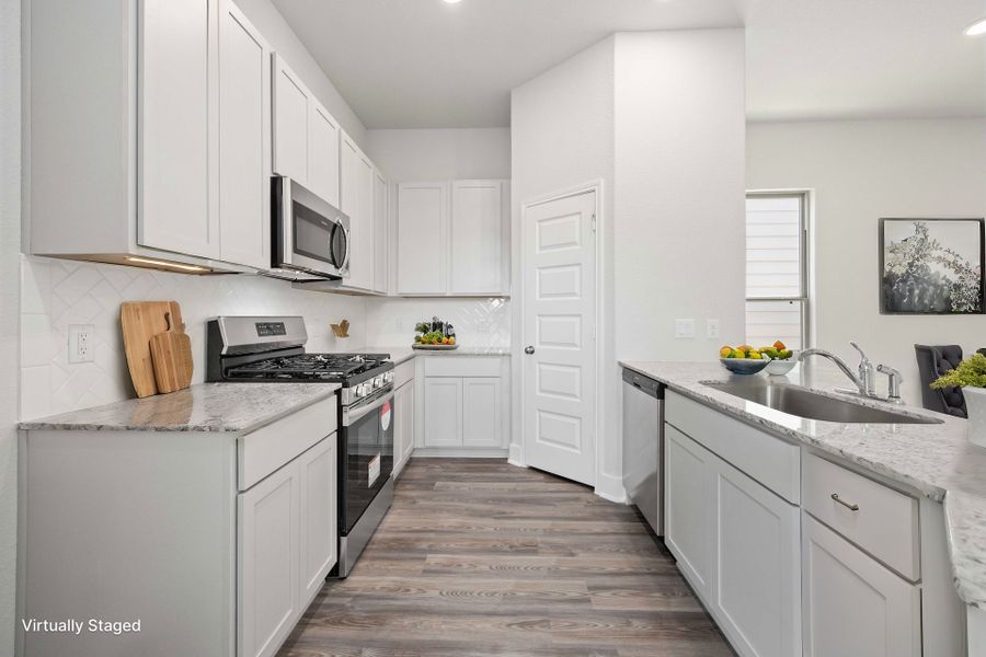 Virtually staged representation of the floor plan. Actual home features, colors, and details may vary.