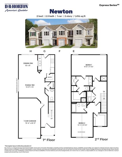 2D floor plan layout for the Newton by D.R. Horton in Trinity Townes, Trinity, NC (Image 2). 2D floor plan layout for the Newton by D.R. Horton in Trinity Townes, Trinity, NC (Image 2).