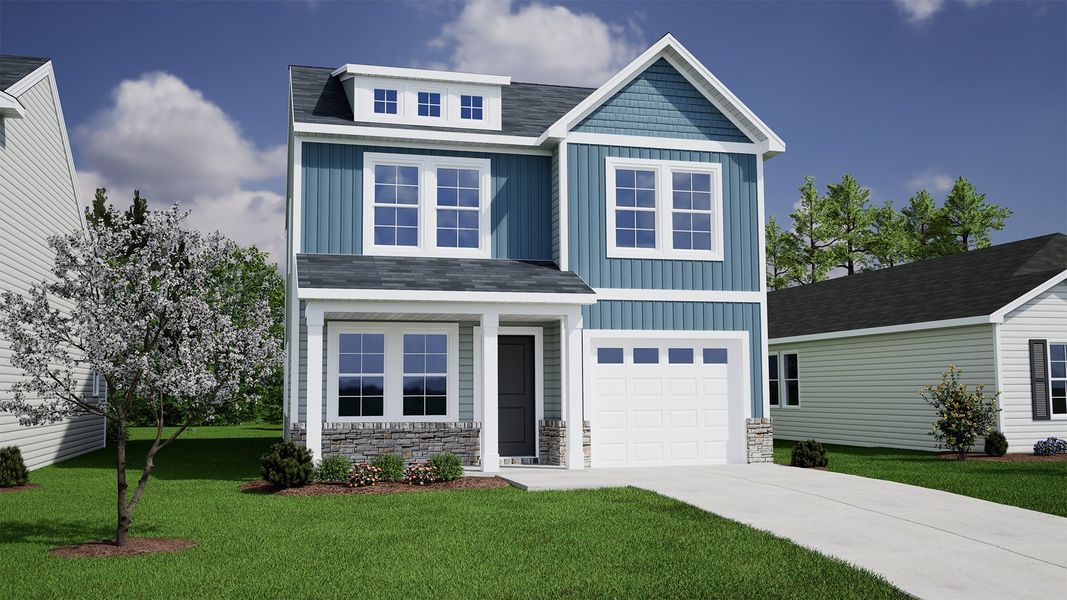 Representative exterior photo of a completed home built from the Barnwell - Genesis Value Collection by Mungo Homes in Richmond Hill, Inman, SC (Image 12).