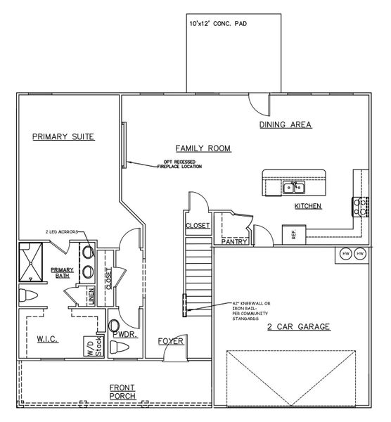 2D floor plan layout for the Mira II - Single Family Homes by Dream Finders Homes in Southern Hills, McDonough, GA (Image 3).