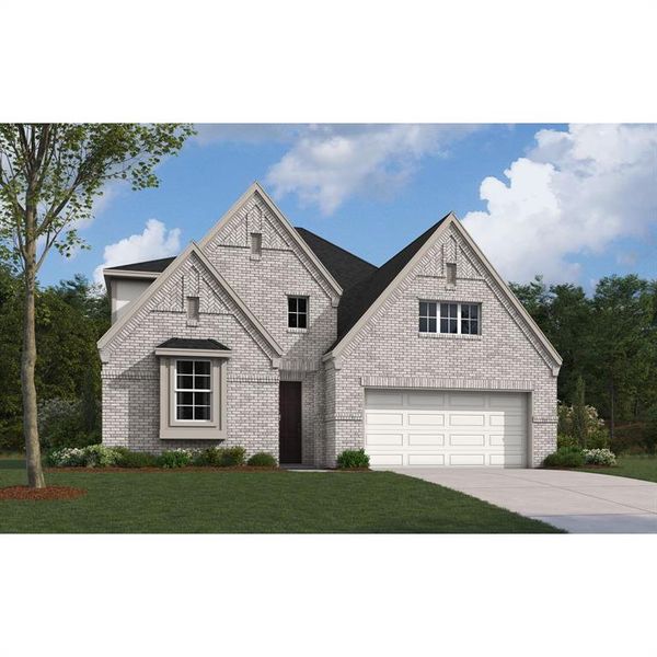 Front exterior of a new home in Lily Creek at Sutton Fields, Aubrey, TX, highlighting curb appeal (Image 12).