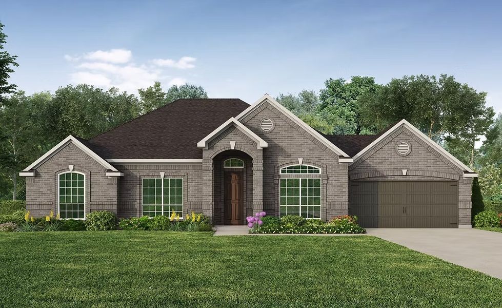 Representative exterior photo of a completed home built from the Dallas by Kendall Homes in Rose Hill Estates, Willis, TX (Image 1).