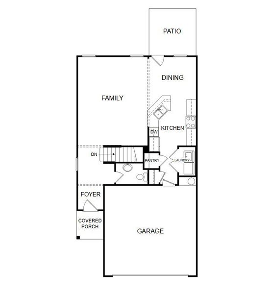 2D floor plan layout for the Emory Townhome by Piedmont Residential in The Retreat at Browns Ridge, Newnan, GA (Image 4).