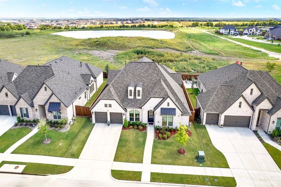 Aerial perspective of suburban area Aerial perspective of suburban area