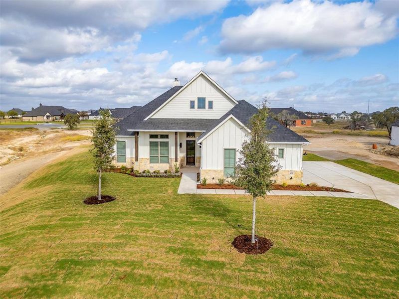 View of front of home with a front yard