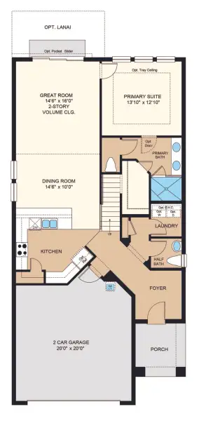 2D floor plan layout of this home in Indigo Creek, Apollo Beach, FL (Image 2). 2D floor plan layout of this home in Indigo Creek, Apollo Beach, FL (Image 2).